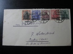DANZIG GDANSK scarce Germania overprint cover w/ multi-franking!