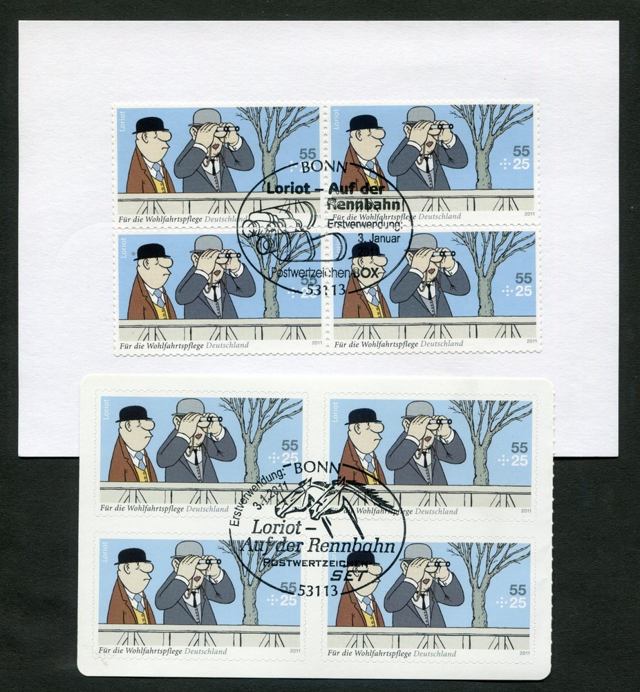 Loriot Set No. 2837 + 2843 Canceled Used 2x Four-Block Stamps ESST Bonn