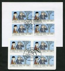 Loriot Set No. 2837 + 2843 Canceled Used 2x Four-Block Stamps ESST Bonn