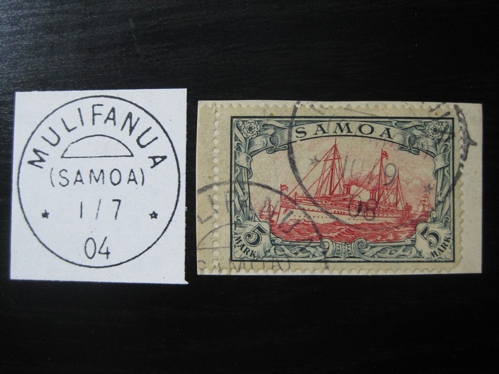 SAMOA GERMAN COLONY Mi. #19 Kaiser Yacht stamp w/ Mulifanua cancel! CV $720.00+