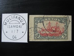 SAMOA GERMAN COLONY Mi. #19 Kaiser Yacht stamp w/ Mulifanua cancel! CV $720.00+