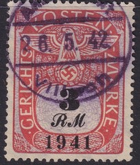 Stamp Germany Poland Revenue WWII Court Document Fee 1941 3 RM Used