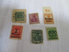 LOT OF 6 GERMANY WEIMER REICH OVERPRINT USED/UNUSED STAMPS