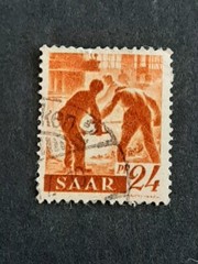SAAR 1947 Scott #163 Steel Workers Deep Brown-Orange 24pf used
