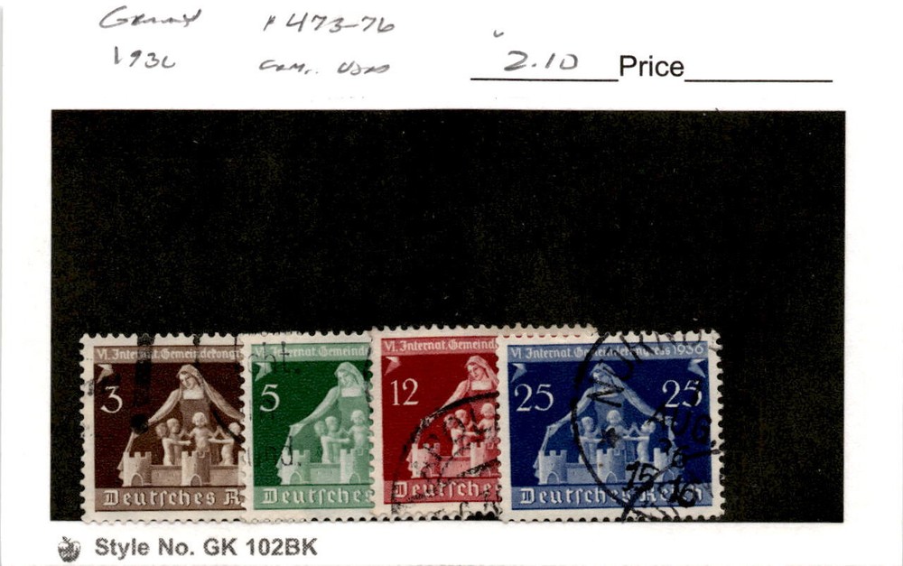 Germany, Postage Stamp, #473-476 Used, 1936 Municipalities (AF)