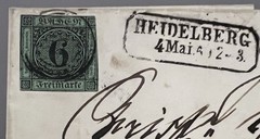 1853 German States Cover, Heidelberg, Baden, Scott’s # 3a