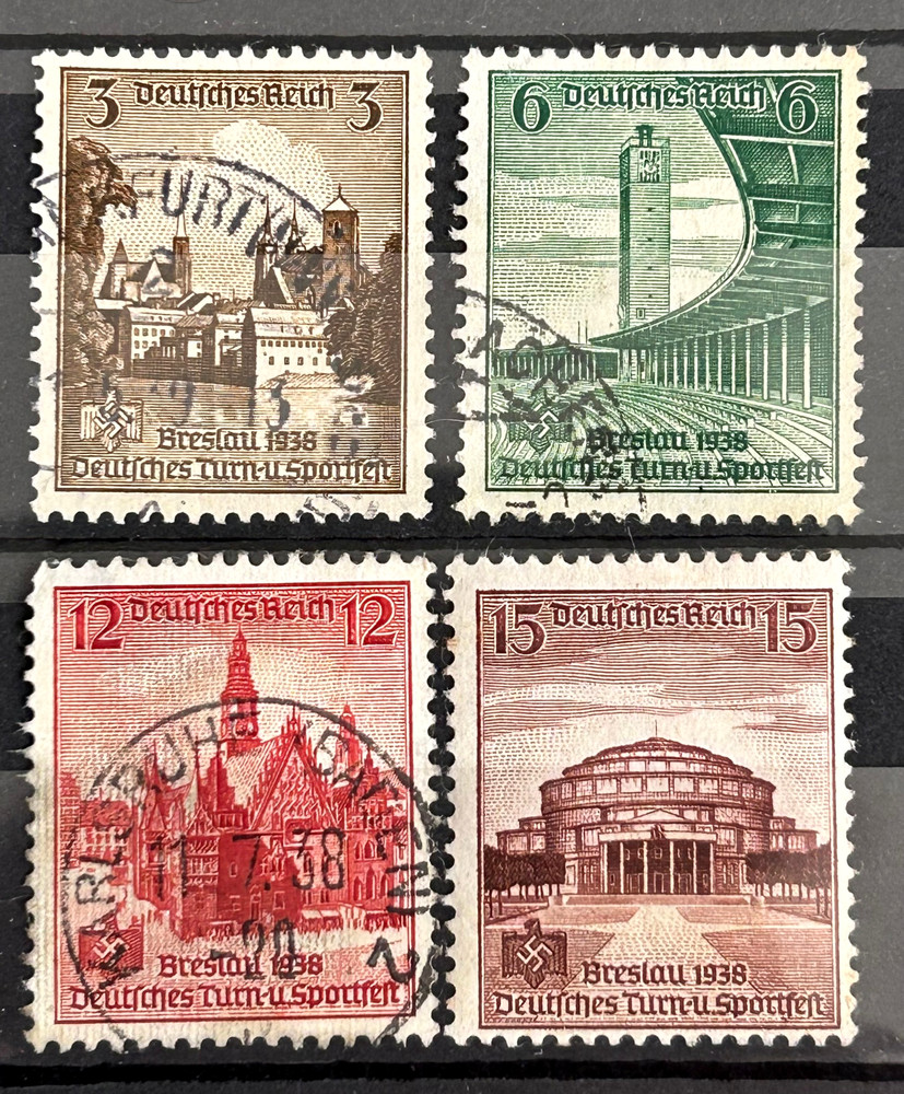 1938 German Mi:DR665-668 full set of 4 Stamps – Sportfest Breslau used /893