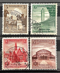1938 German Mi:DR665-668 full set of 4 Stamps – Sportfest Breslau used /893
