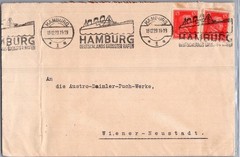 GERMANY 1929 POSTAL ADVERTISING COVER ADDR WIENER NEU. CANC PICT SLOGAN HAMBURG