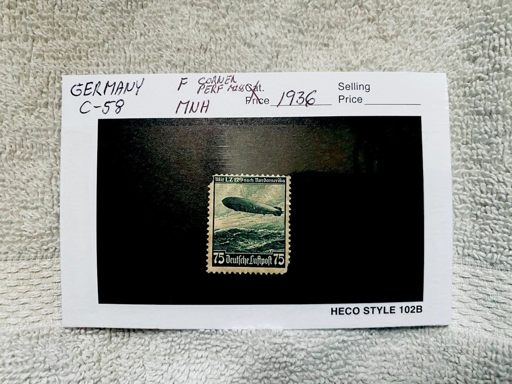 Germany 1936 Zeppelin LZ 129 Aviation Air Mail Stamp 75 MNH Green Black