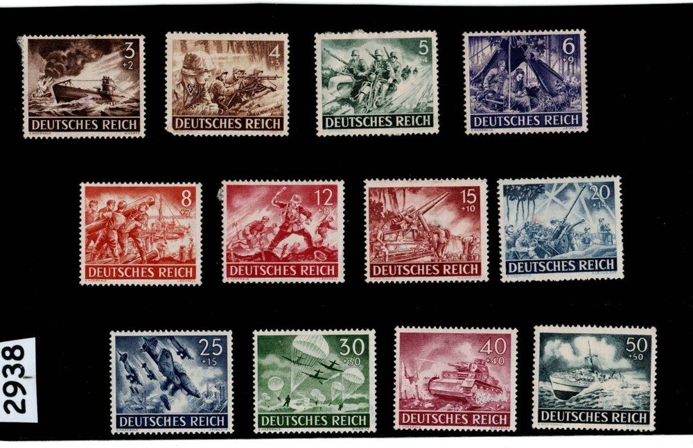 Stamp set B218 – 229 1943 German Military Hero’s WWII War machines #2935