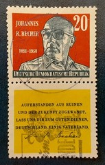 GERMANY Deutsche Bundespost 1959 240pf Used Becher w/ Label Michel SZdA9 XF 7424