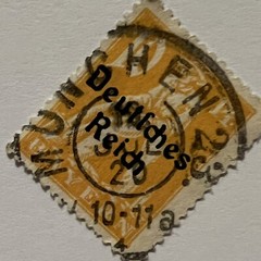 1920 BAVARIA GERMANY 10 pf STAMP #239 WITH MUNICH SON SOTN BULLSEYE CANCEL