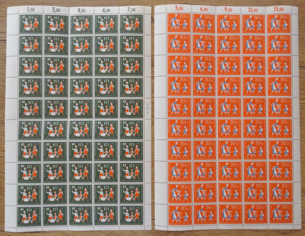 Bund No. 250-251 mint never hinged sheet set con plate error 250 II Michel €370