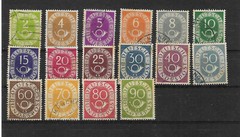 Germany: 1951; Scott 670-685, complete, post horn, really used, EBA039