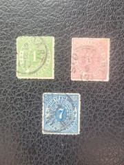 Wurttemburg #47, 49 & 50 Used, 1869 „Numerals,“ Scott Catalog Value $ 21.50