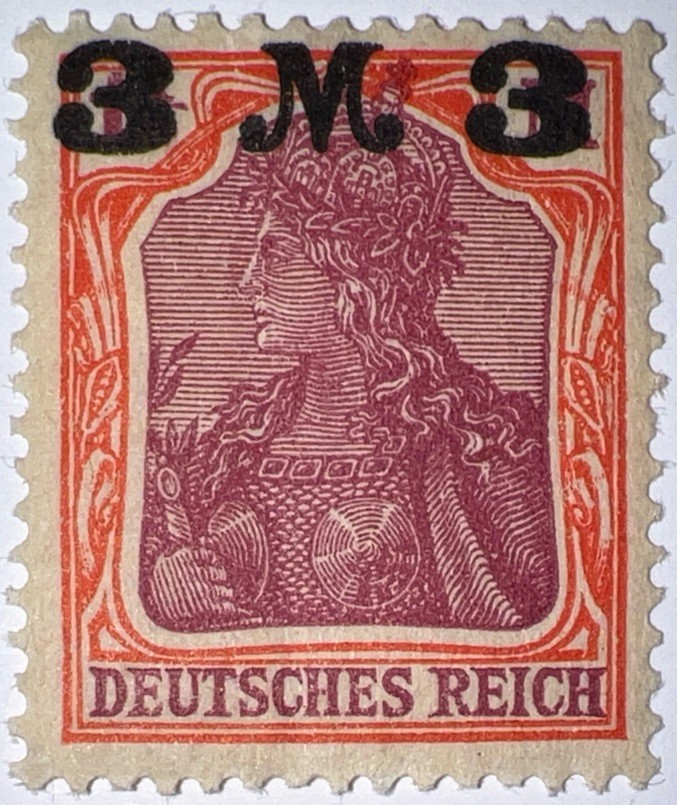Travelstamps: 1920-1921 Germany Deutsches Reich 3 Mark on 3 Mark OVP STAMP MH
