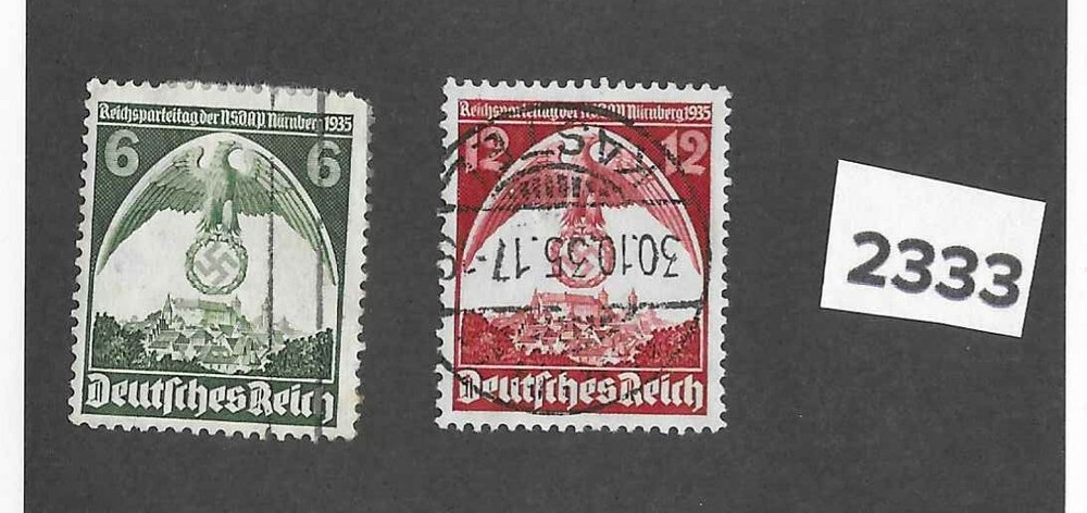 Stamp set Sc 465-466 1935 Germany / Third Reich / Party congress at Nuremberg