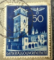 Vtg Stamp Cover Poland General Government Buildings German Registered 1940s WWII