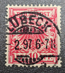 Stamp Germany Reich 10 Pfennig 1897 Crown & Eagle Mi. Nr. 47 d [🇩🇪37342]