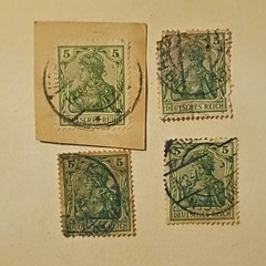 34 Germany Deutsches Reich Used Germania Postage Stamp Lot Handstamped 5-60 Pf