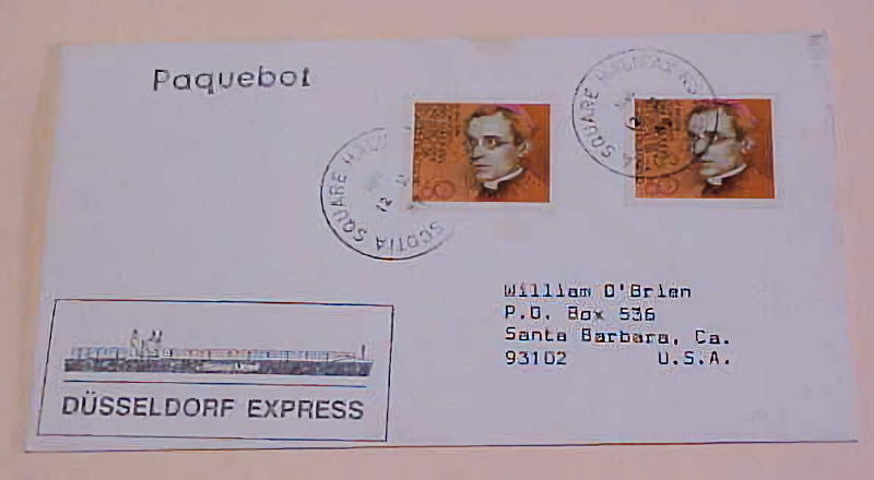 GERMAN COVER USED in NOVA SCOTIA UNLISTED PAQUEBOT 1989 DUSSELDOLF EXPRESS