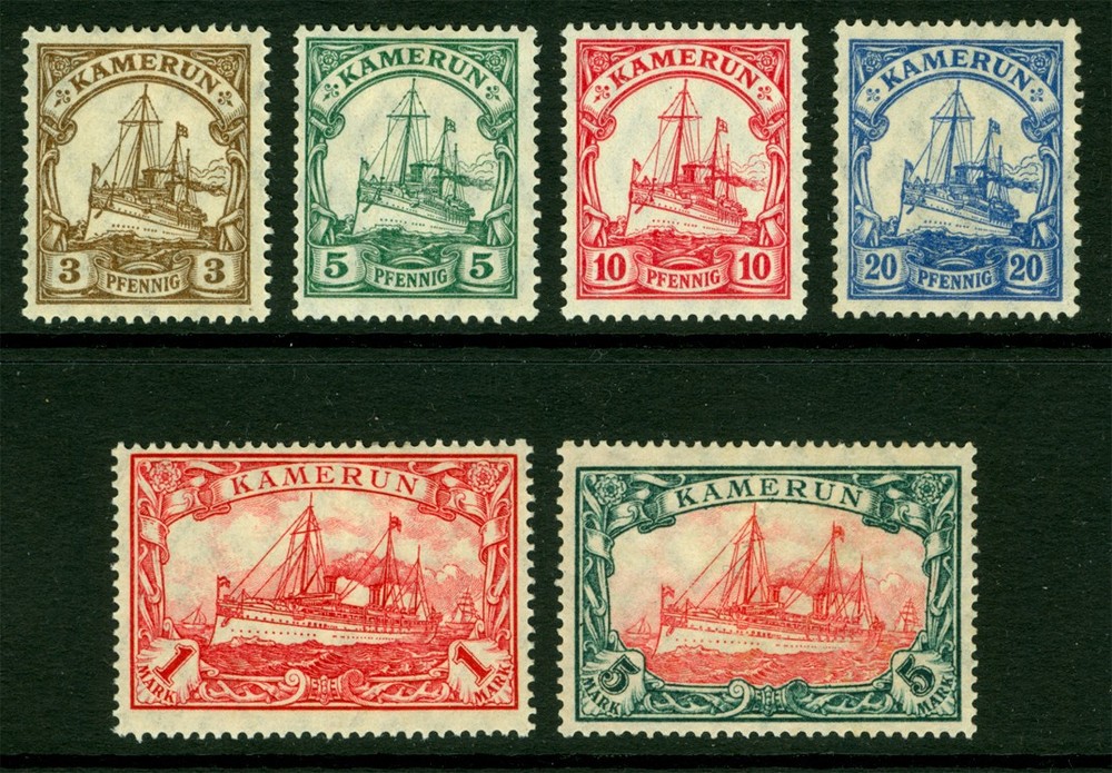 German Colonies – CAMEROUN 1905-18 Kaiser’s YACHT set Sc# 20-25 mint MH