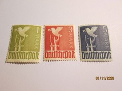 3 WELL CENTERED MNH 1-3-5 MARK GERMANY STAMPS.