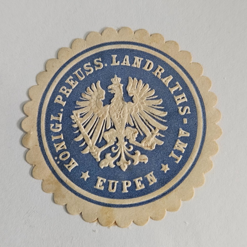 Germany Letter Seal – Royal Administration Office for Eupen (AA1-48) RARE!