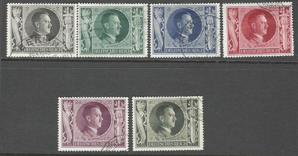 THIRD REICH STAMP SET 1943 54th Birthday of Adolf Hitler WW2 WWII Nazi German