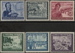 Stamp Germany Mi 888-93 Sc B272-7 1944 WWII 3rd Reich Gilder Post Office MH