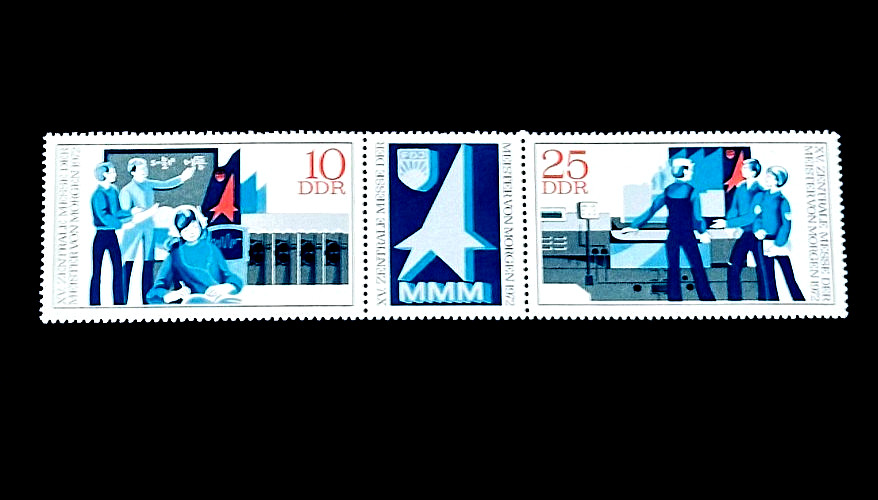 GERMANY DDR Stamp – 1972 Vignette + Pair Education Fair MNH r68