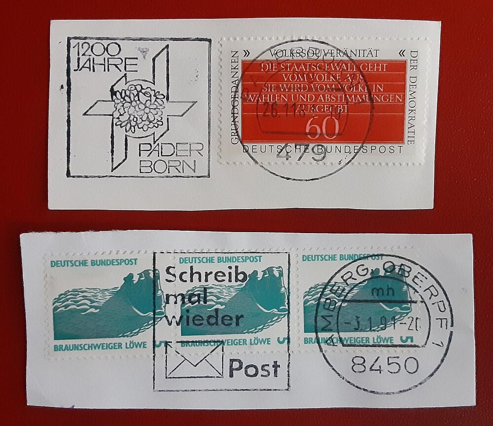 GERMANY Deutsche Bundespost 1981 60Pf 1990 5Pf Strip On Piece Pictorial PM 4235