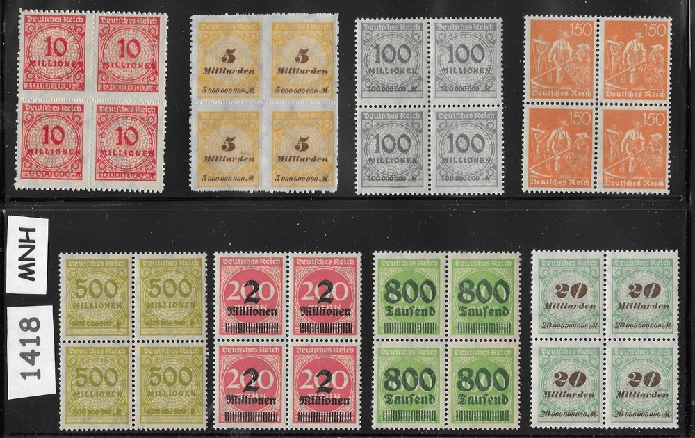 MNH Blocks / Pre 1930 Empire – Republic Germany / Overprints Included #1418