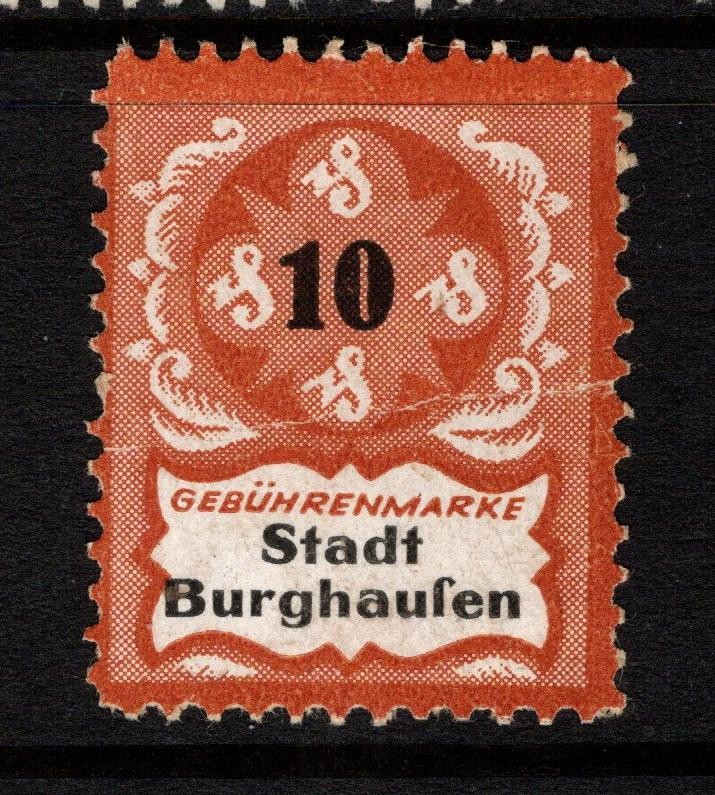 Germany Early 1900s Burghaufen 10p Local Revenue MNG – S56614