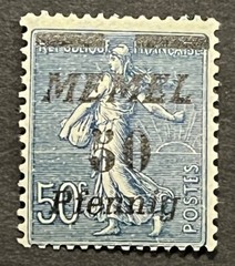 Travelstamps- MEMEL TERRITORY 1922 50 pf , German Reich Overprint 50pf/50c MNH
