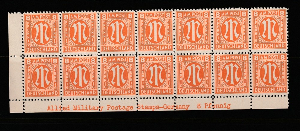 Germany Scott# 3N6a MH-MNH Inscription Block 14 Allied Military Postage