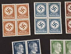 WW2 German Third Reich Nazi Stamp Blocks Adolf Hitler + NSDAP Swastika Officials