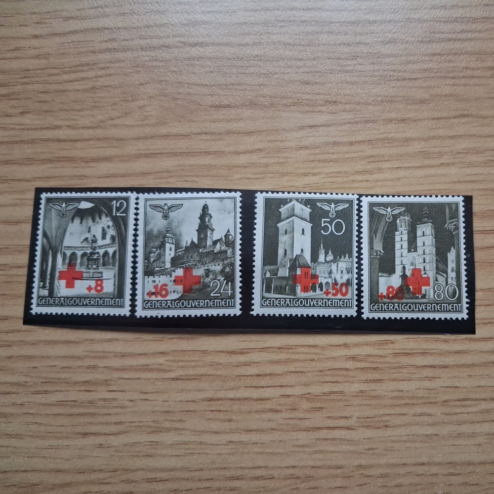 Germany 1940 Red Cross Charity Occupied Poland Stamp Set MNH WW2 Combine Post