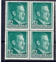 Germany, Gen. Govt. Block of 4 Mi# 80 Hitler‘ heads MNH 1941 **