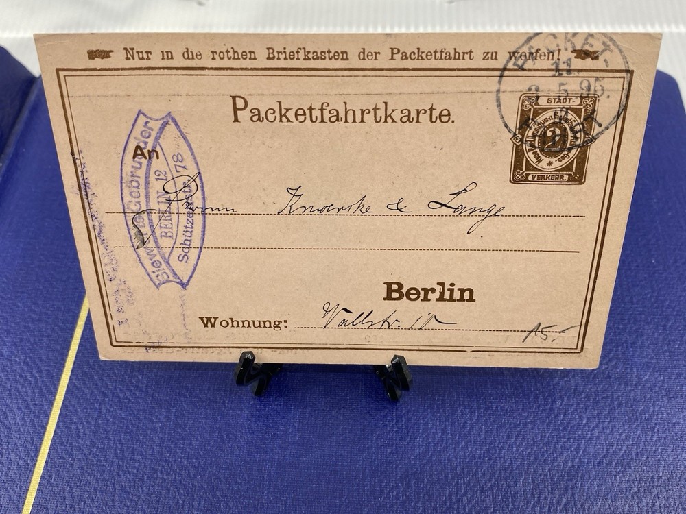 1895 GERMANY BERLIN LOCAL POST PACKETFAHRT (Special Red Mailbox) POSTAL CARD