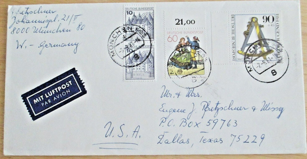 1981 Germany Cover with stamps – Scott#s 1231, 1350, B586