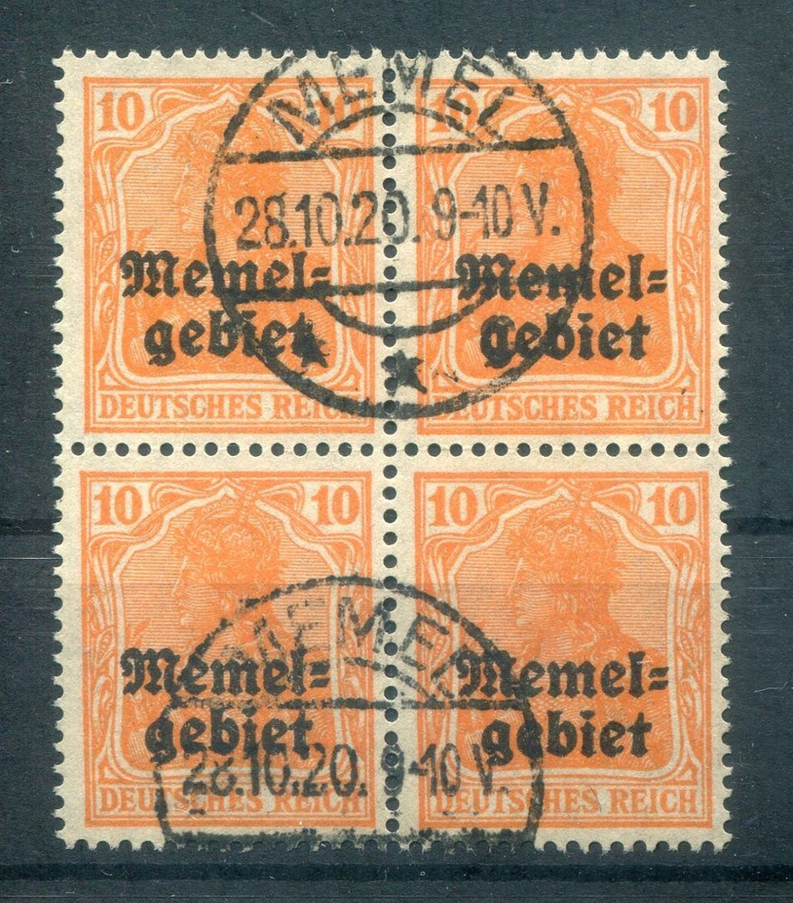 Memel 14 Block of 4 Stamped, Genuine