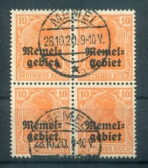 Memel 14 Block of 4 Stamped, Genuine
