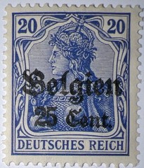 Travelstamps: Germany Offices in Belgium Stamps 25c on 20pf Mint MOGH Wmk