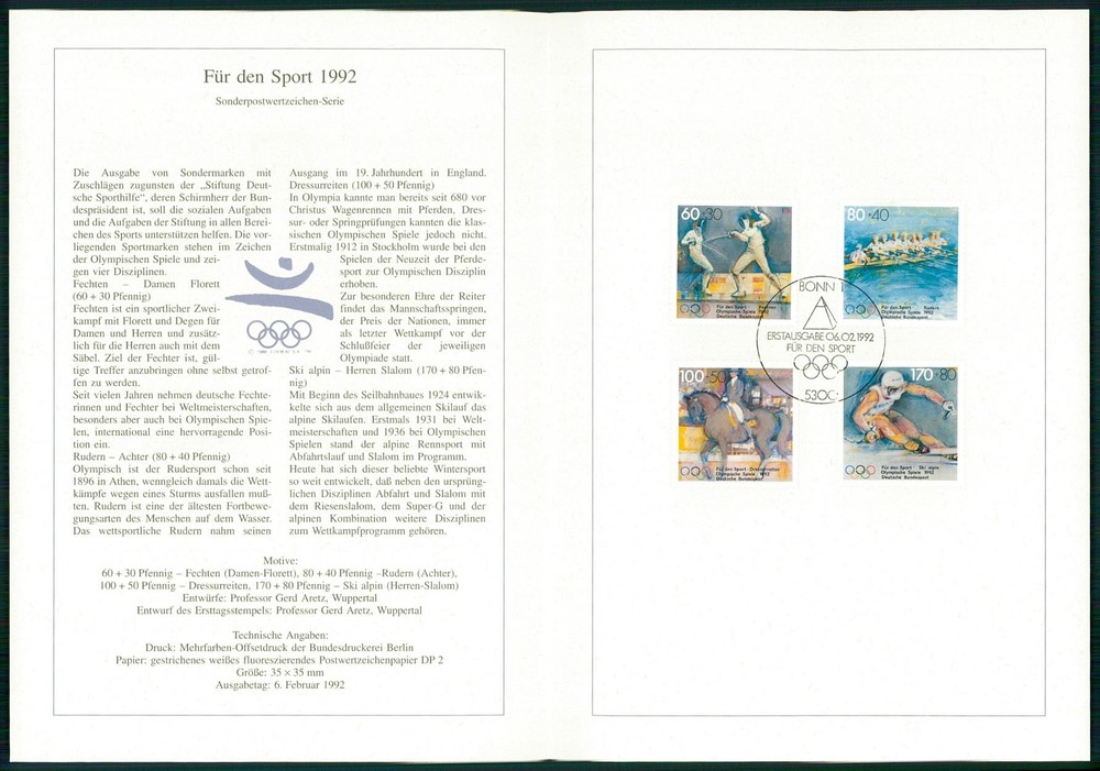 GERMANY FOLDER 1992/06 SPORT OLYMPIA OLYMPICS RUDERN ROWING