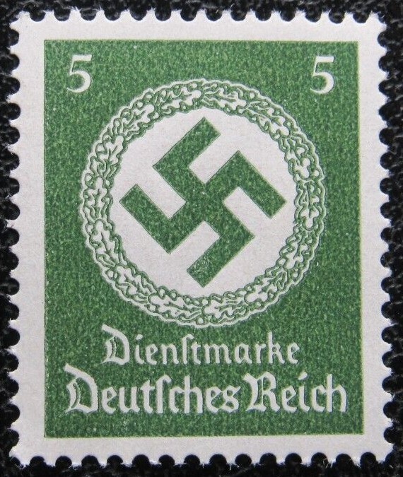 GERMAN 1942 OFFICIAL Mi #168 NSDAP NAZI GERMANY 5 PF MNH SWASTIKA STAMP