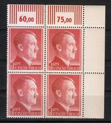 Germany 1944 MNH Mi 801B Sc 526a Adolf Hitler-upper right corner-Block P K14 **