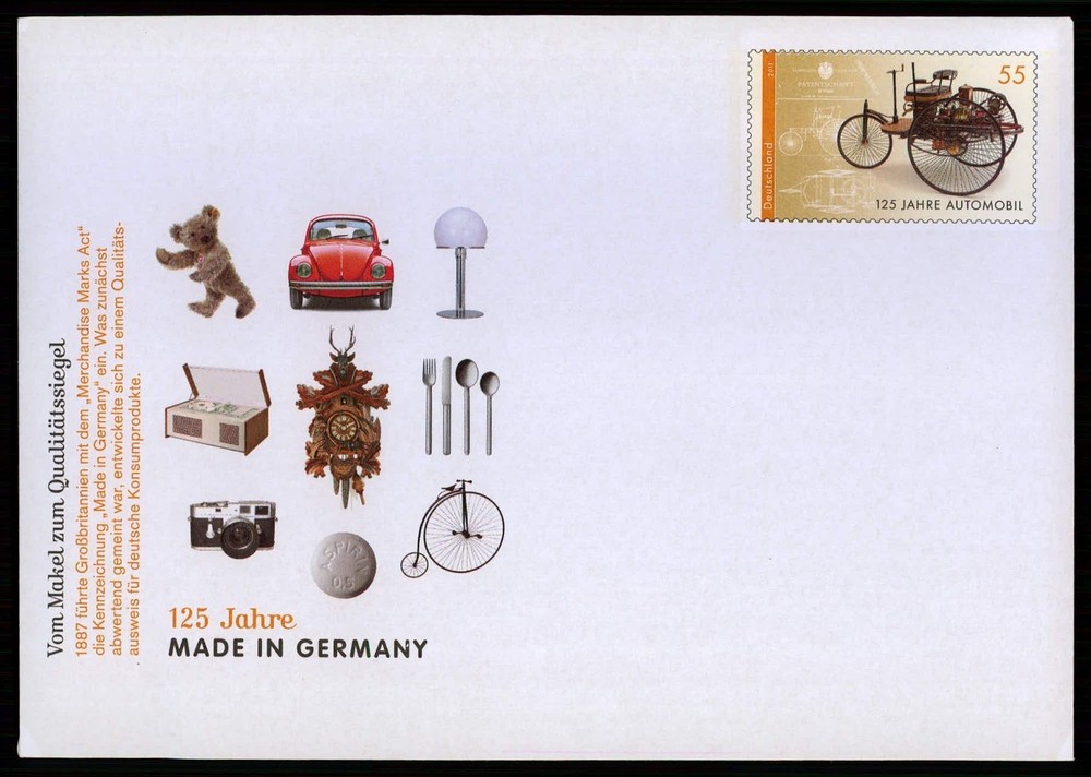 GERMANY POSTAL STATIONERY COVER 2011 BENZ MOTORCAR VW BEETLE STEIFF TEDDY m6478