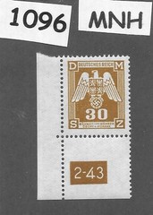 MNH stamp Third Reich official Sc 013 WWII Germany Occupation BaM 1943 #1096